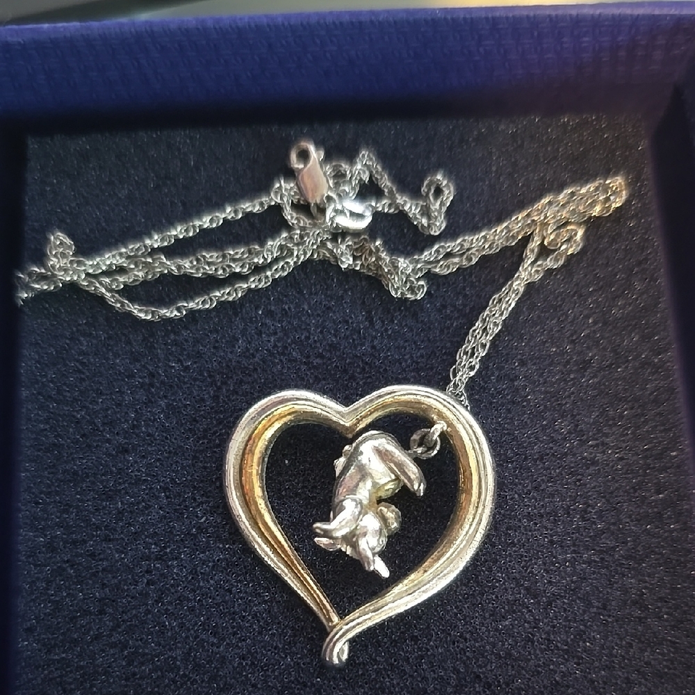 Silver Heart Eeyore Pendant Necklace